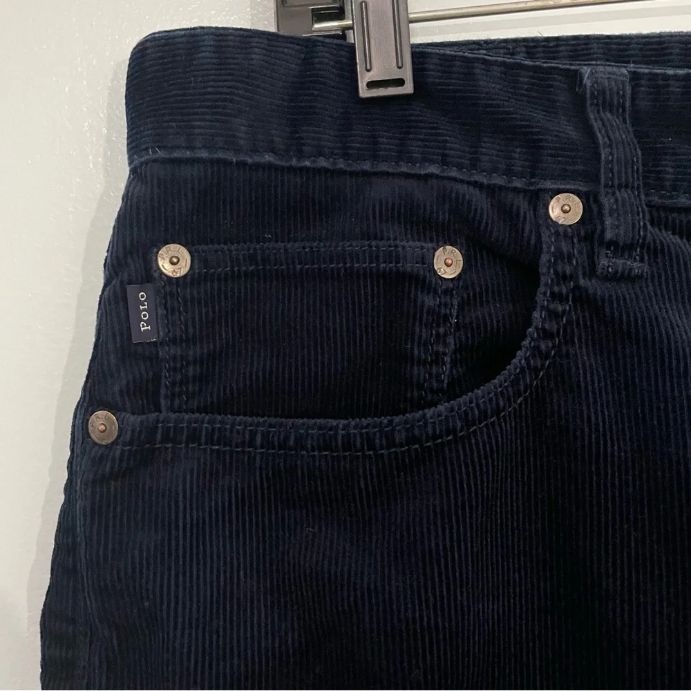 Polo by Ralph Lauren Navy Corduroy Slim Fit Straight Pants Size 32 X 34